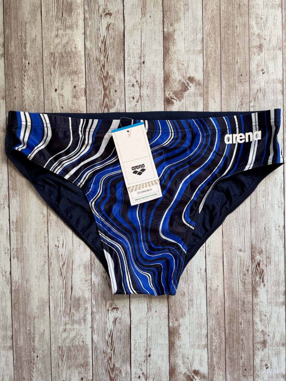 Arena Men's Marbled Brief Swimsuit sz 40 Navy / Navy Multi Swim Team Training